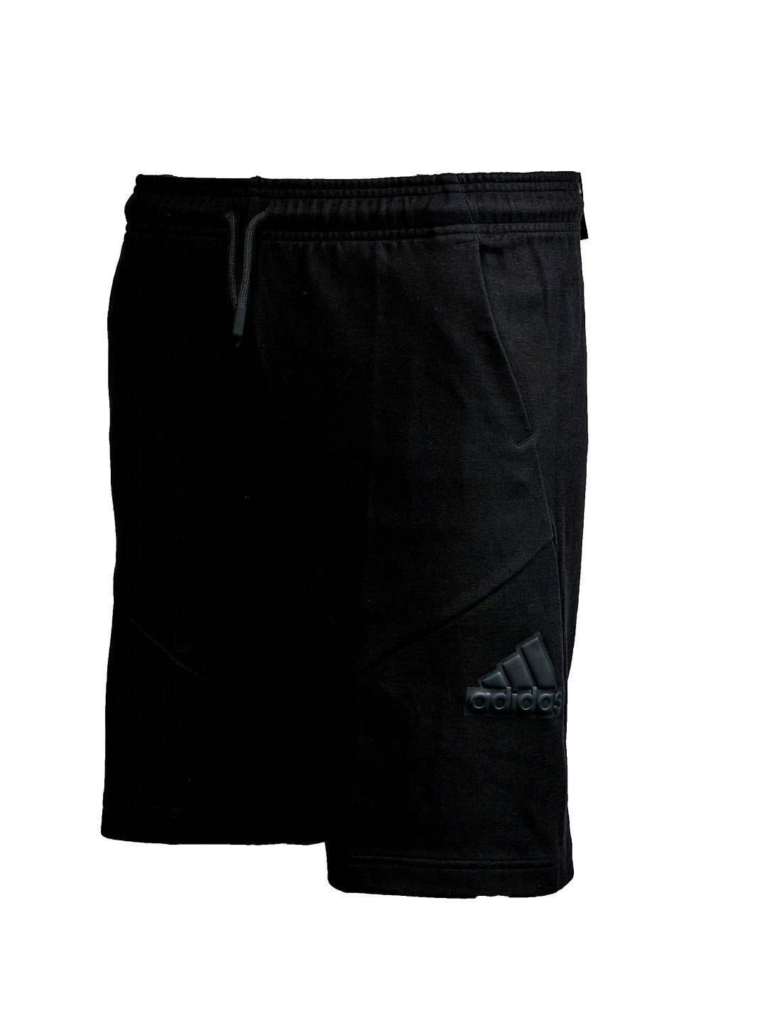 Adidas men's black shorts with a colorful logo