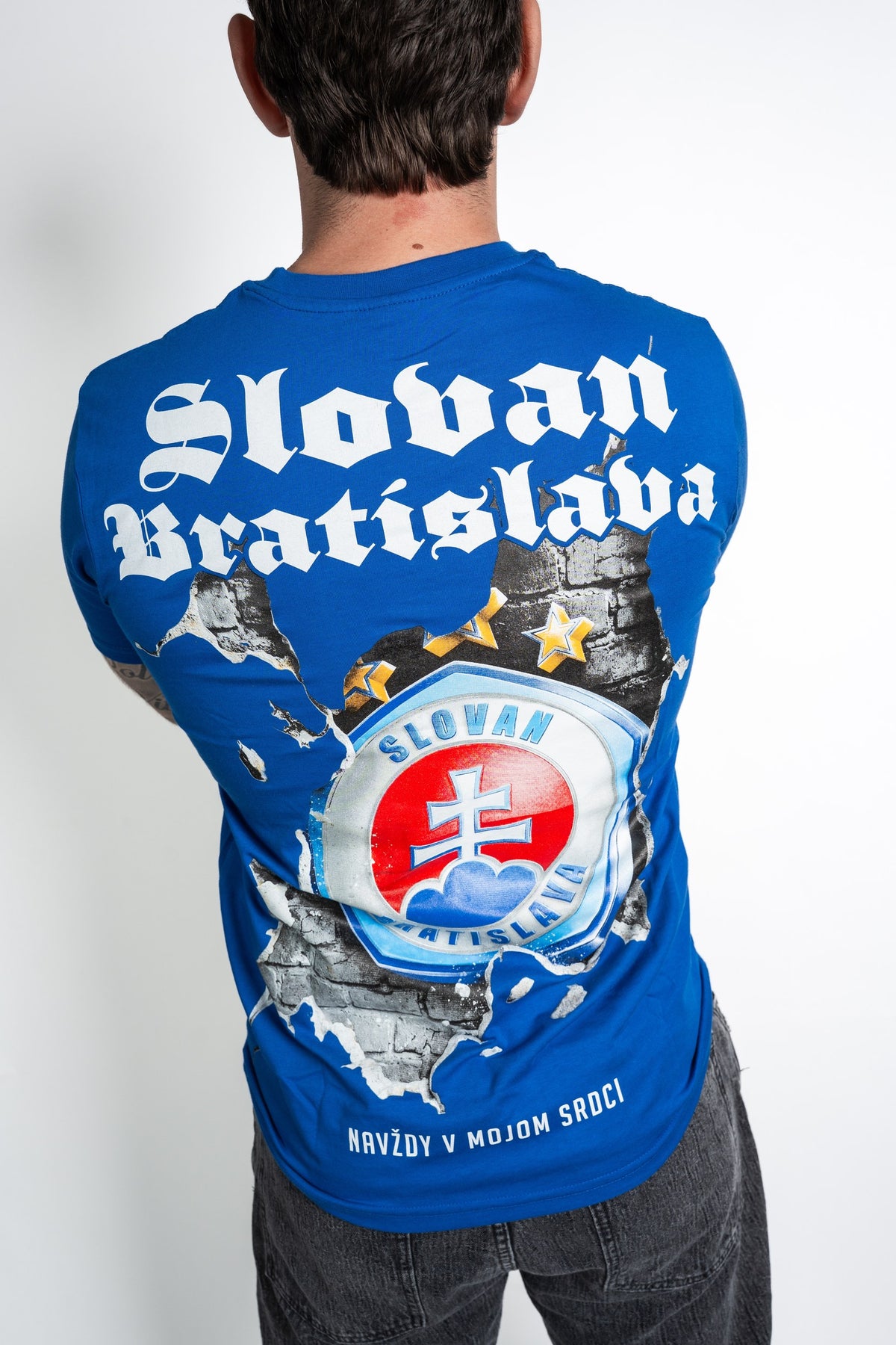 Slovan Style Herren-T-Shirt in Blau „Für immer im Herzen“