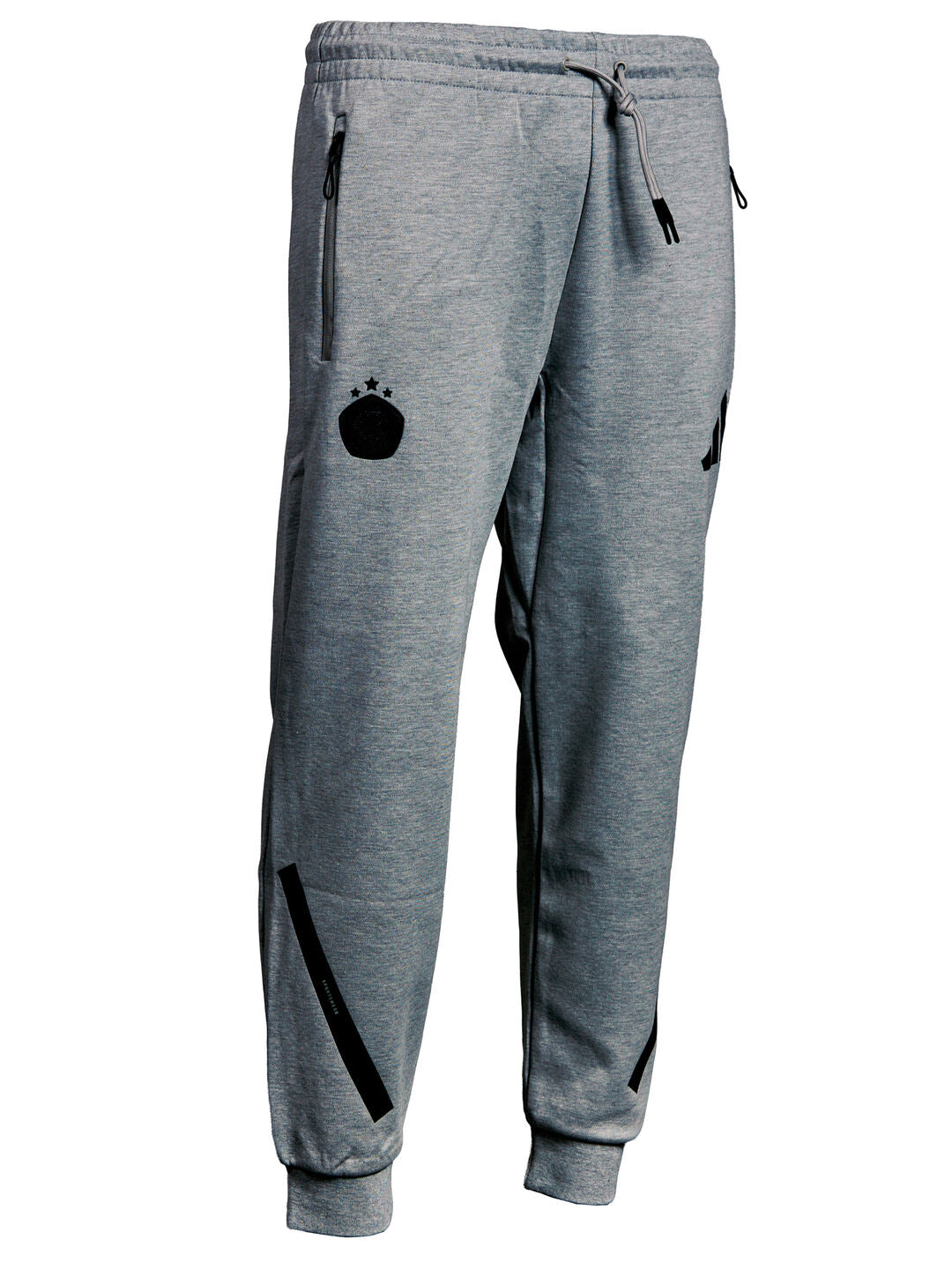 Adidas men's grey sweatpants with a black logo