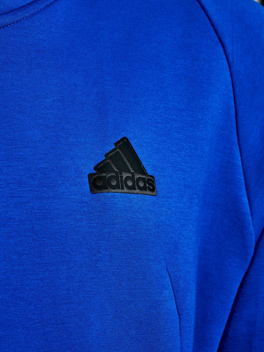 Königsblaue Adidas Kapuzenjacke mit Reißverschluss und schwarzem Logo