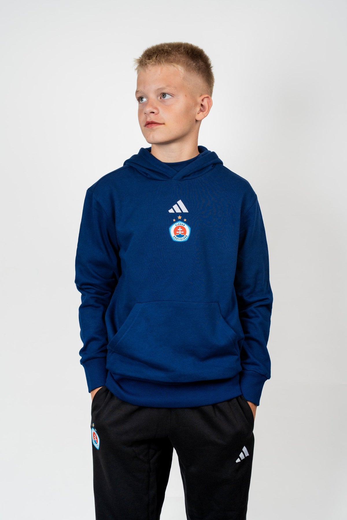 Adidas Kinder-Kapuzenpullover dunkelblau