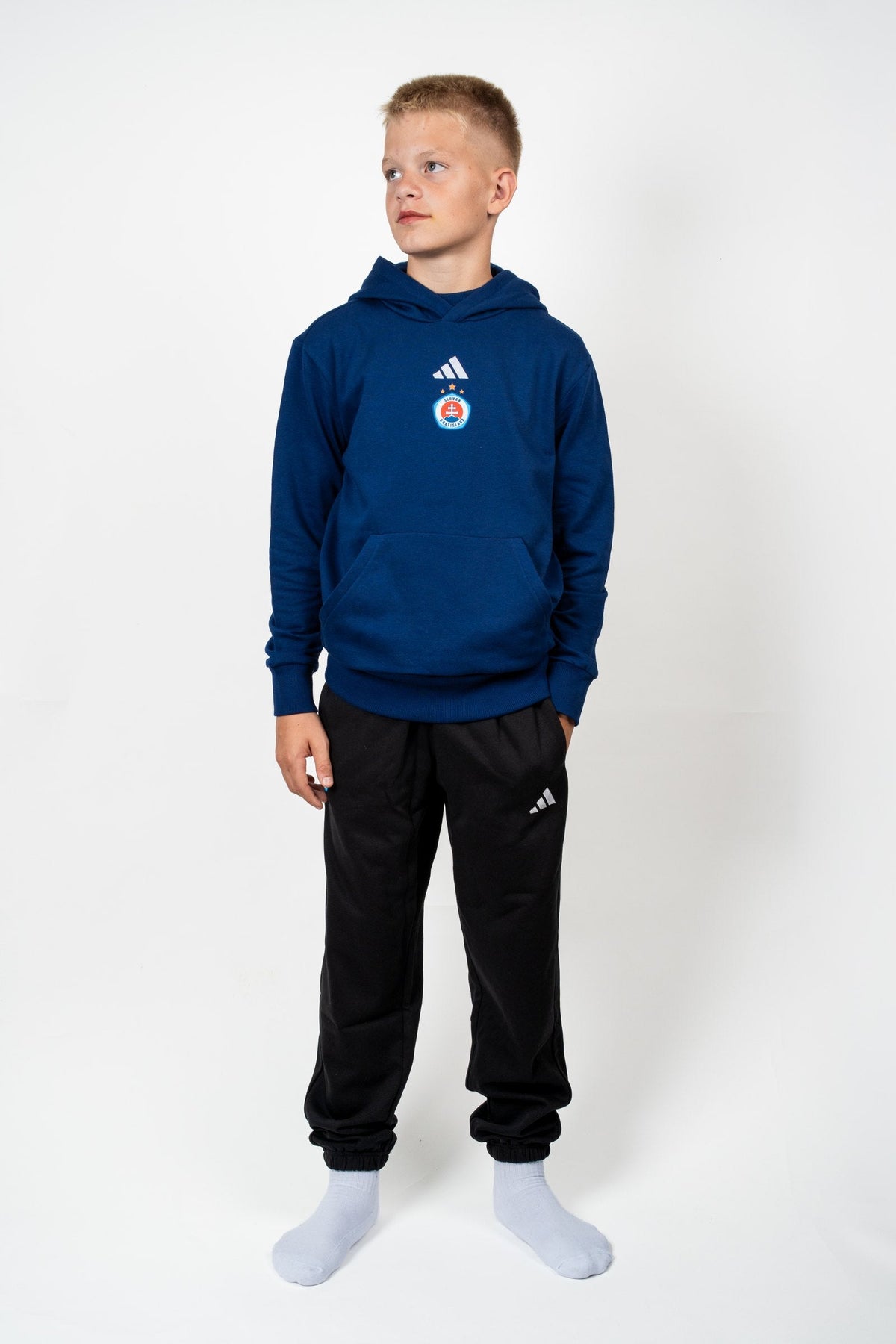 Adidas Kinder-Kapuzenpullover dunkelblau