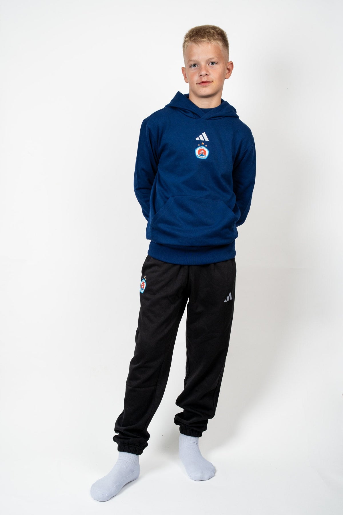 Adidas Kinder-Kapuzenpullover dunkelblau