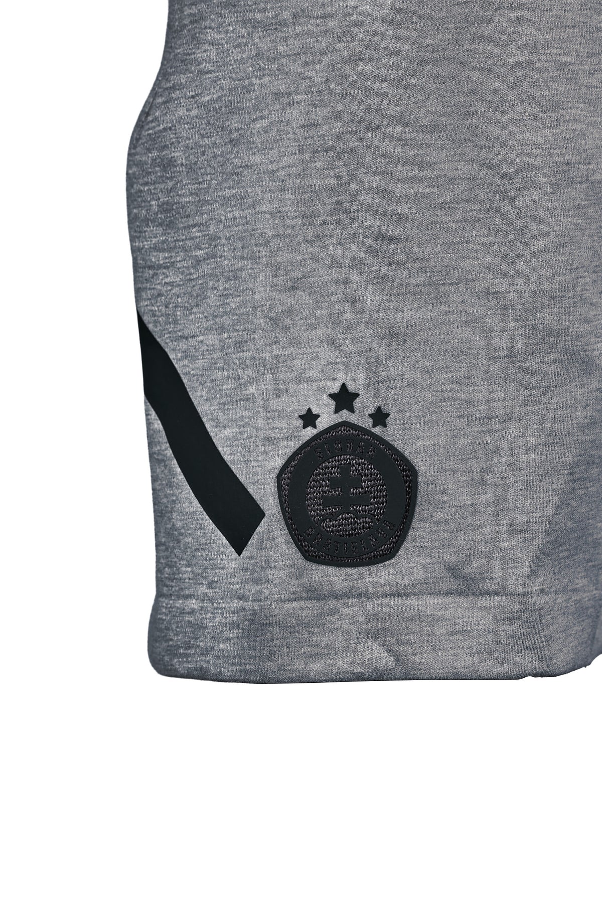 Adidas men's grey shorts with a black logo