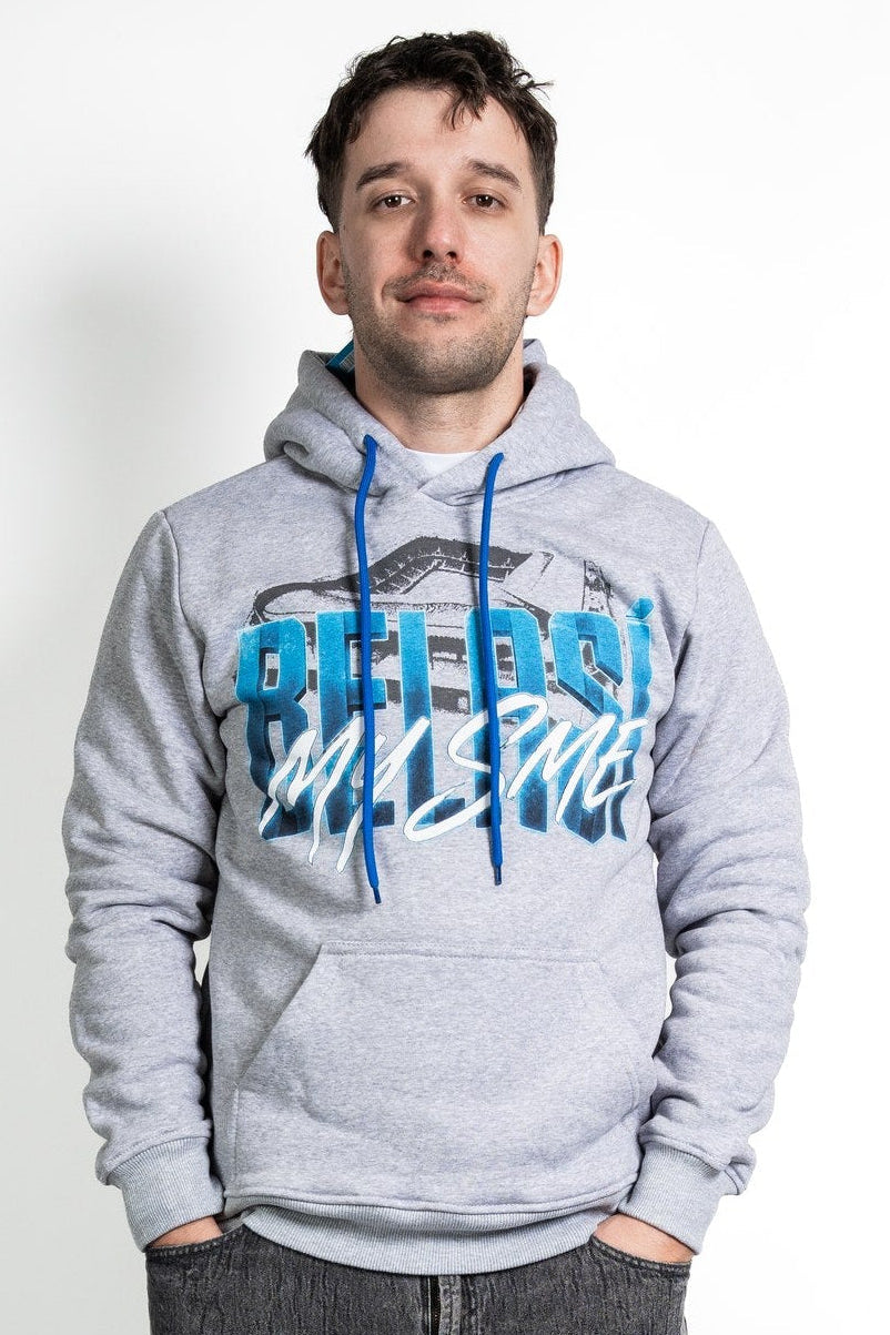 Slovan Style grauer Herren-Kapuzenpullover My sme Belasí