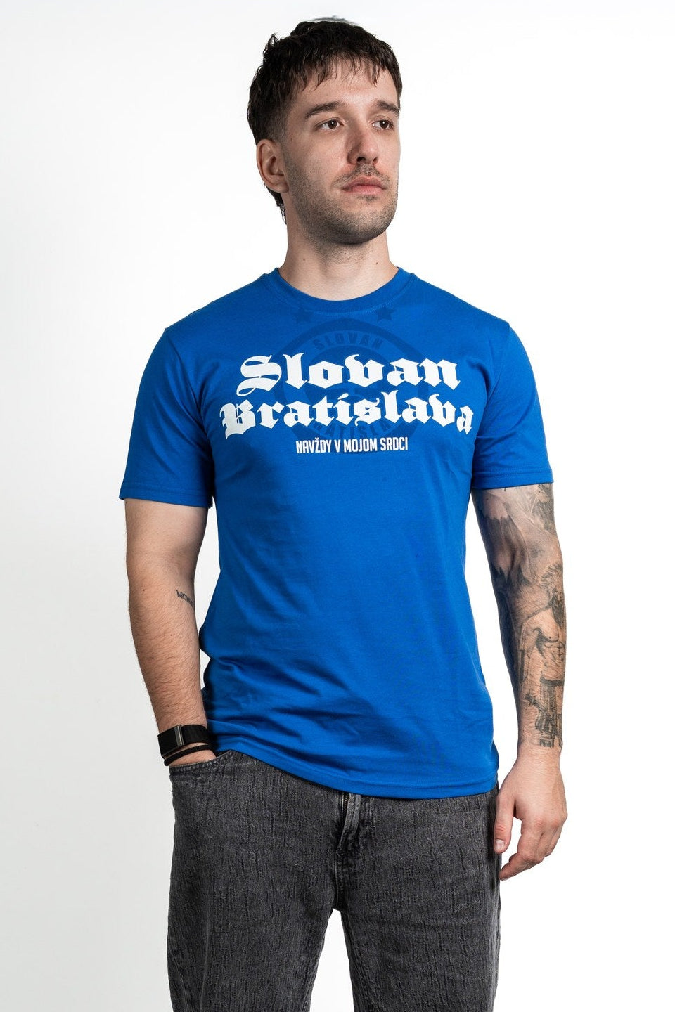 Slovan Style Herren-T-Shirt in Blau „Für immer im Herzen“